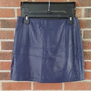 ASOS Dark Blue Leather Mini Skirt Size 8 (1194)